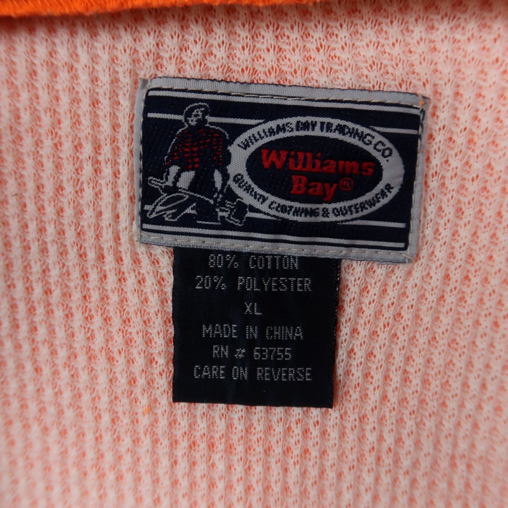 Vintage Vintage 90s Thermal Lined Zip Up Hoodie Orange Adult XL XLarge Nike? Size US XL / EU 56 / 4 - 6 Thumbnail