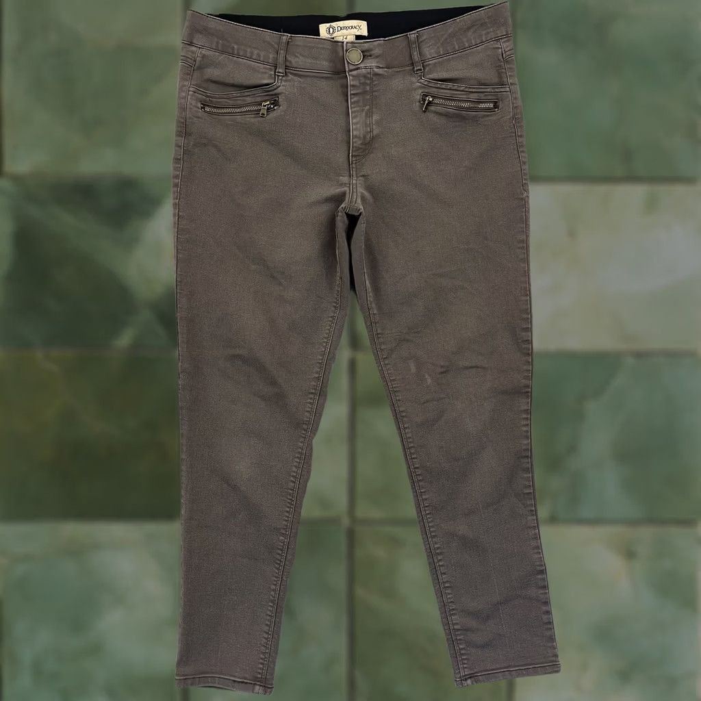 Vintage Democracy Jeans Pants Capri 14 Brown Ab Technology Stretch 5-Pocket Denim Slim Women College Casual Retro 14 Womens Size 36" / US 14 / IT 50 - 1 Thumbnail