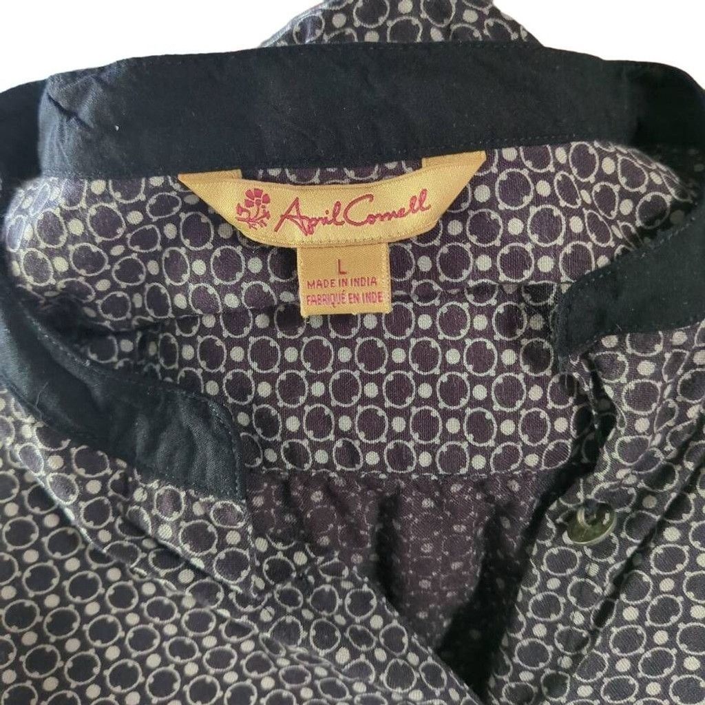 Other April Cornell Women's L Button Down Dress Shirt Black Gray Size L / US 10 / IT 46 - 6 Thumbnail