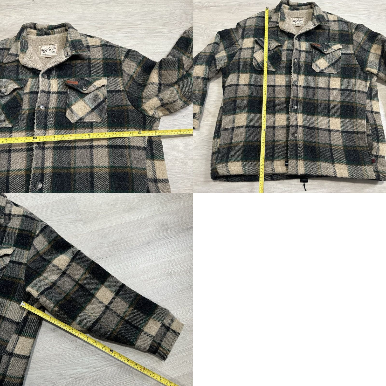 Vintage VINTAGE Woolrich Men's Jacket Shacket Plaid Sherpa L Tan Green Button Up 90s Wool Outer Shell Mid-Length 90s Theme Green Mens Jacket Sherpa Lined Size US L / EU 52-54 / 3 - 8 Thumbnail