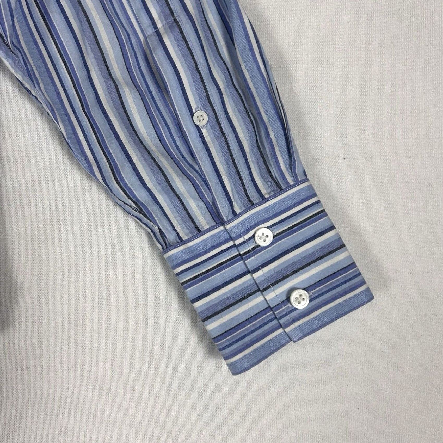 Banana Republic Banana Republic Dress Shirt Men's Medium 15-15.5 Blue Striped Long Sleeve Button Size 40R - 6 Thumbnail