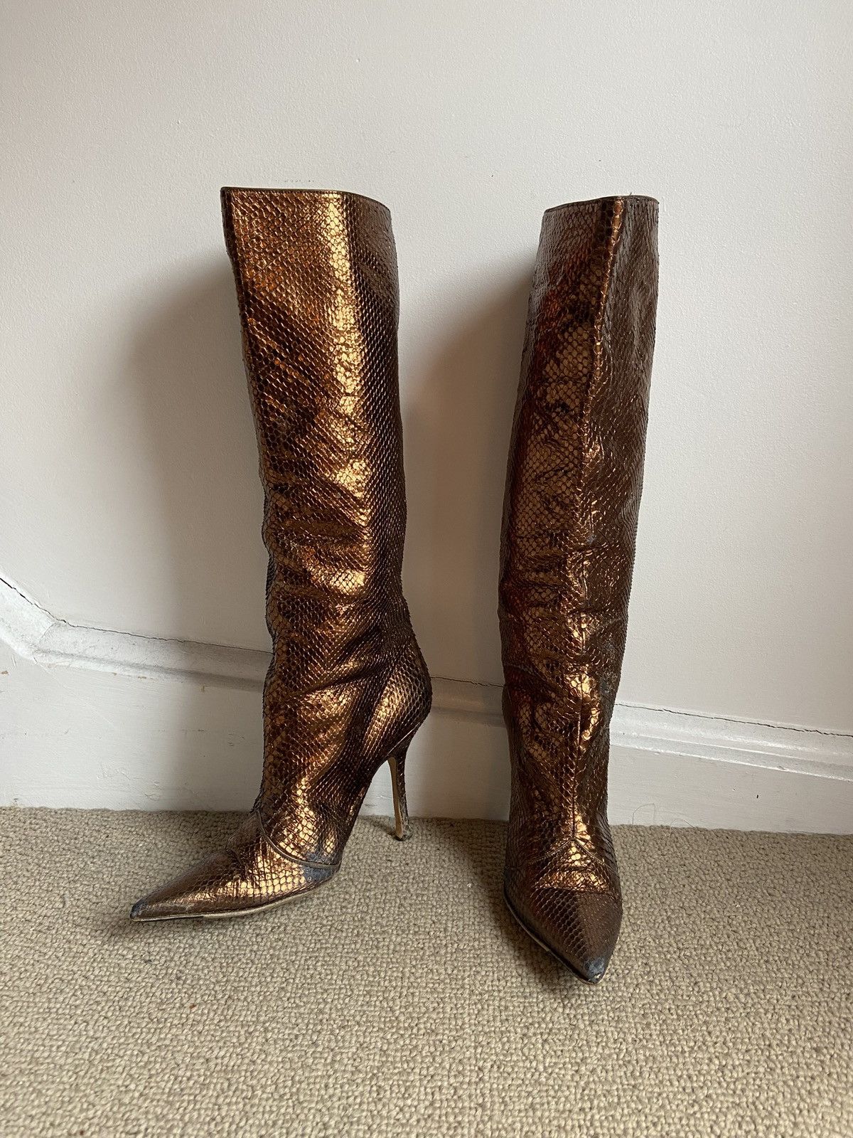 Jimmy Choo Jimmy Choo Mavis Python Metallic Boots Size US 8 / IT 38 - 2 Thumbnail