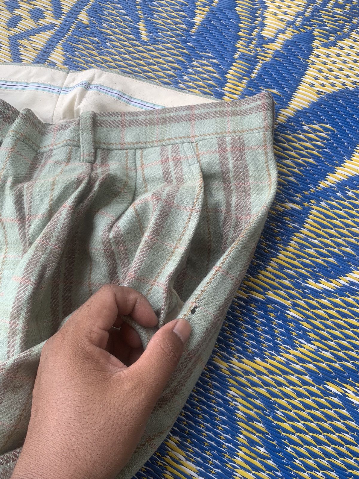 Lacoste Vintage 80s Tartan Casual Pants Chemise Lacoste Size US 33 - 16 Thumbnail