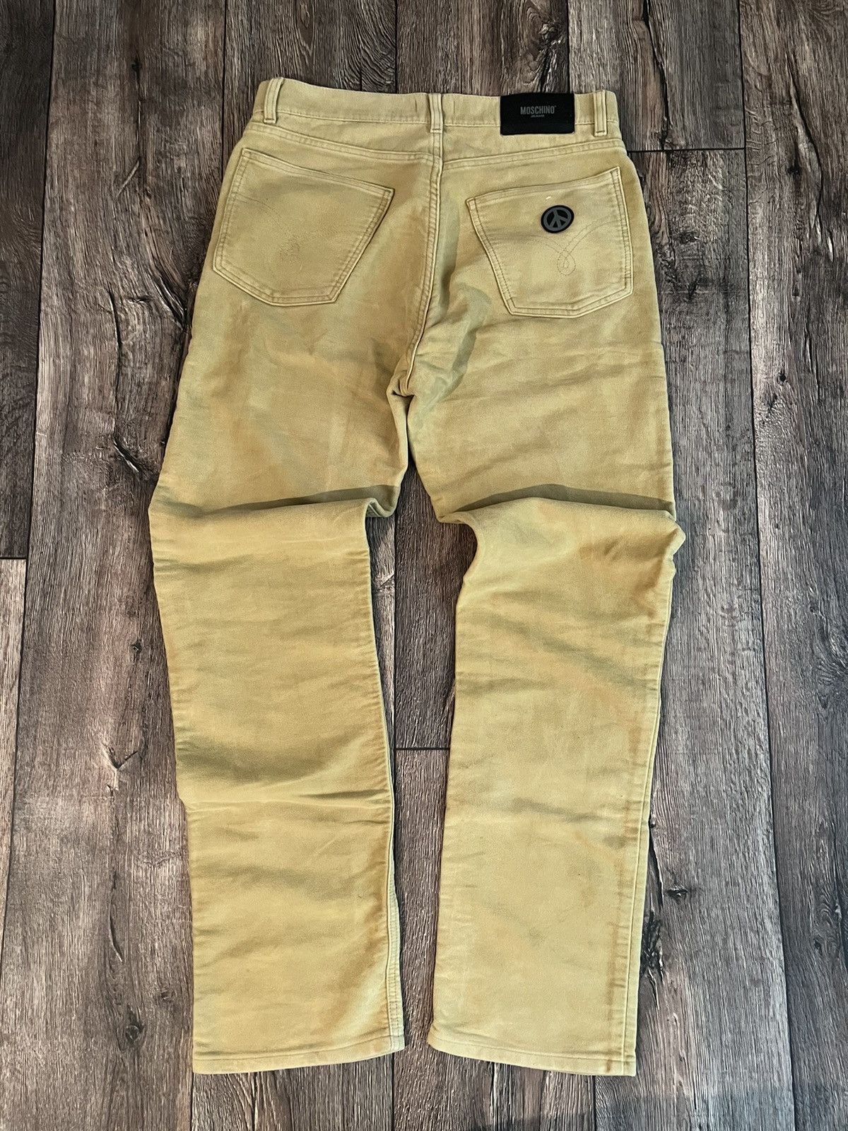 Moschino Vintage 90s Moschino Peace Logo Velour Jeans Made in Italy Size US 34 / EU 50 - 9 Thumbnail