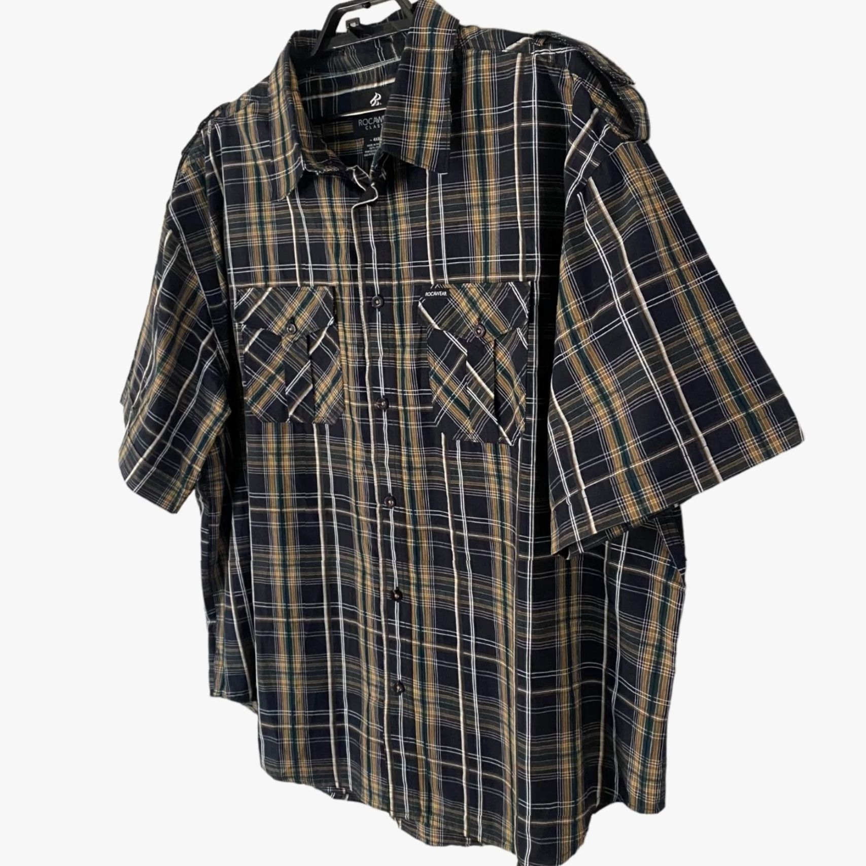 Rocawear Rocawear Button-Up Plaid Shirt Black Yellow Green Men 4XB Short Sleeve Size US XXL / EU 58 / 5 - 2 Thumbnail