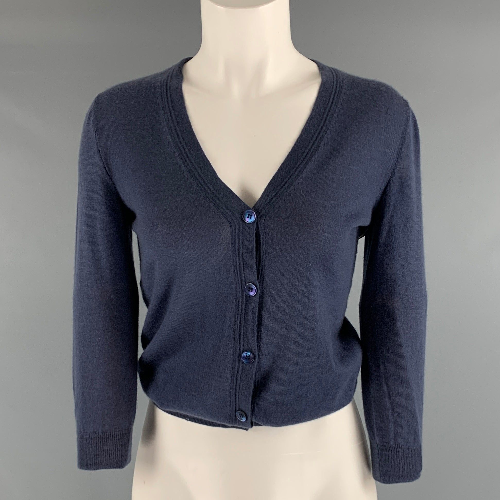 image of Marni Blue Cashmere 34 Sleeves Cardigan, Women's (Size XS)