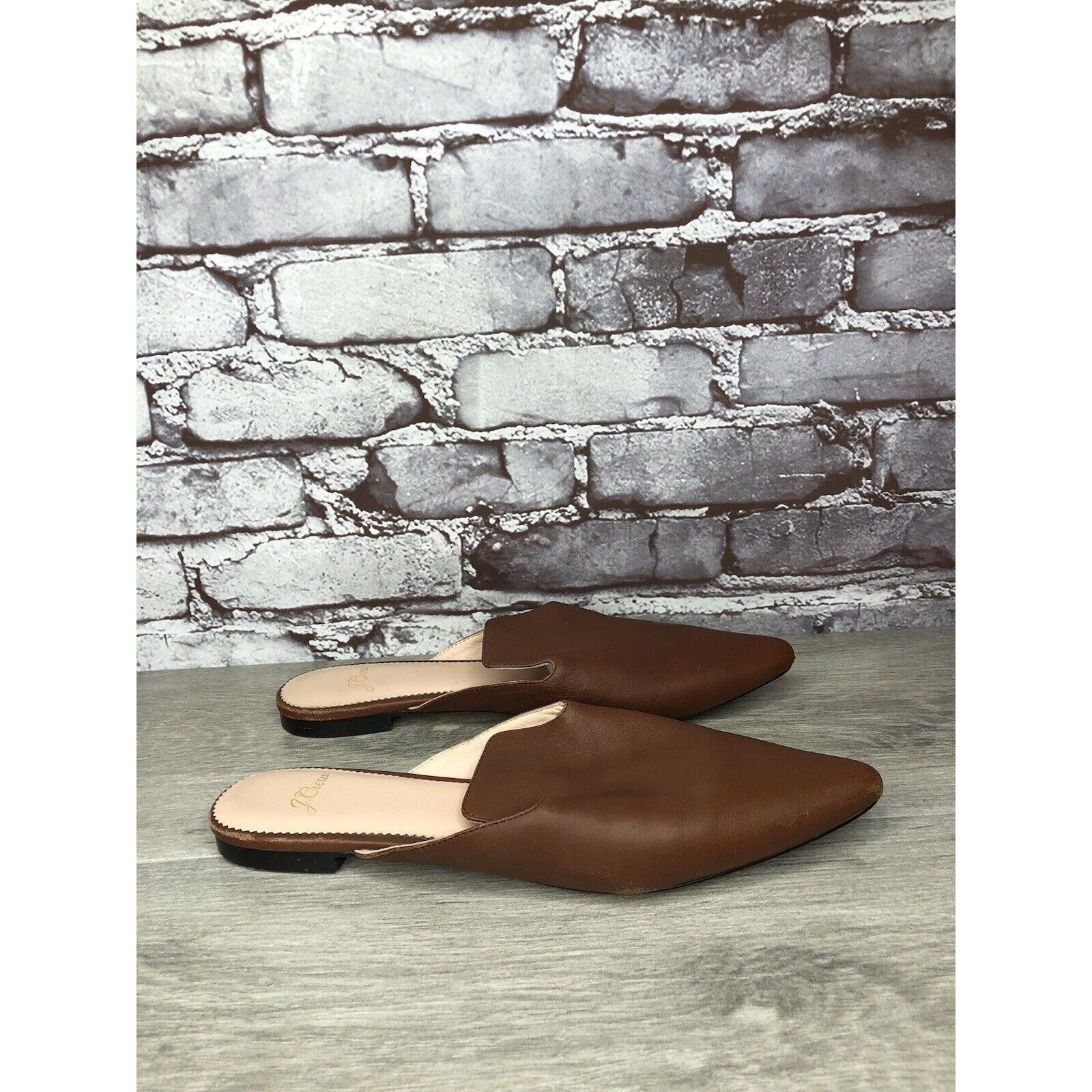 J.Crew J Crew Brown Leather Pointed Toe Slip On Mules Flats Shoes W Size US 8.5 / IT 38.5 - 15 Thumbnail