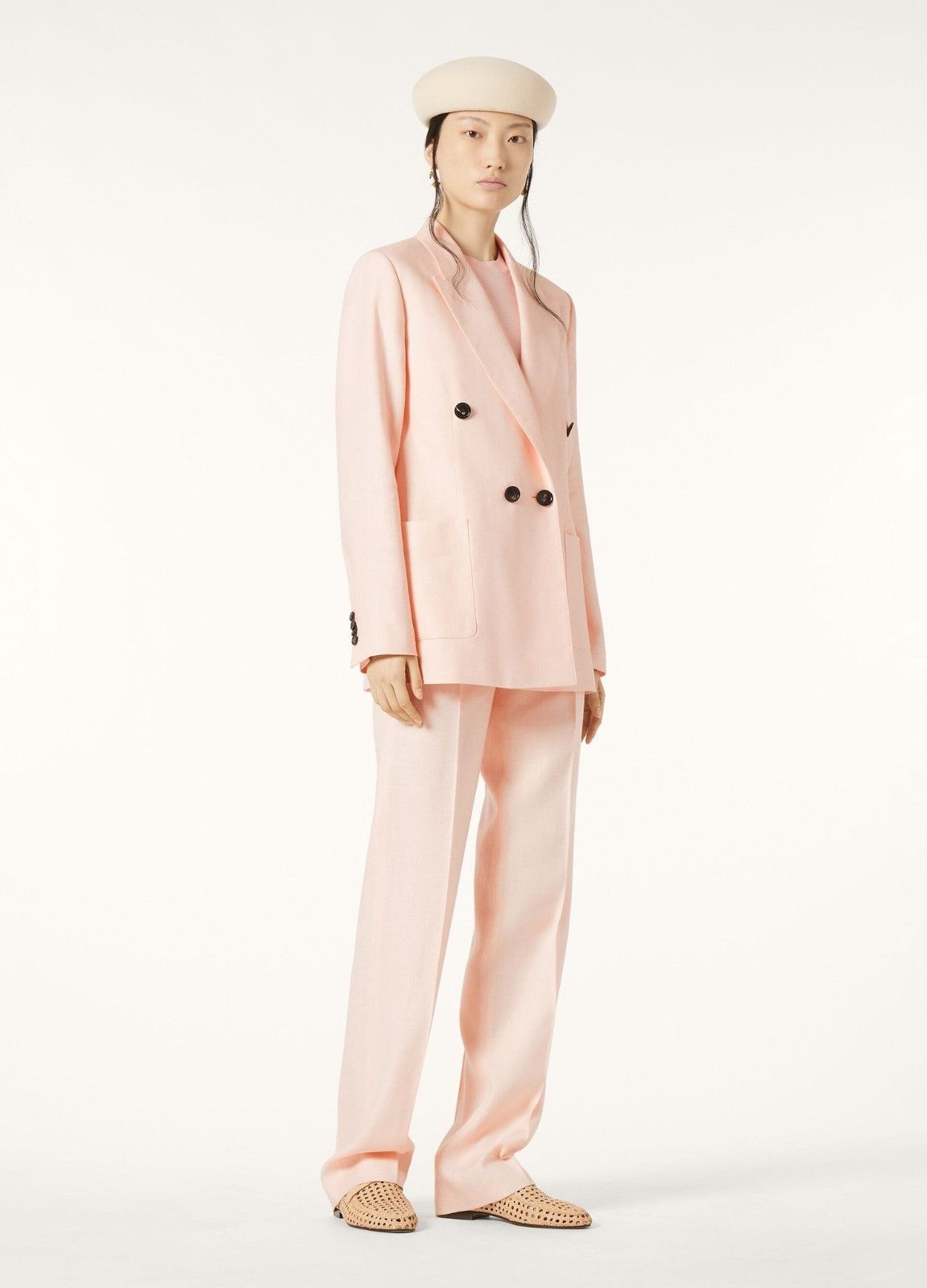 Loro Piana o1srvl11e0526 FAP0065 Genny Double-breasted Jacket in Pink Size XS / US 0-2 / IT 36-38 - 4 Thumbnail