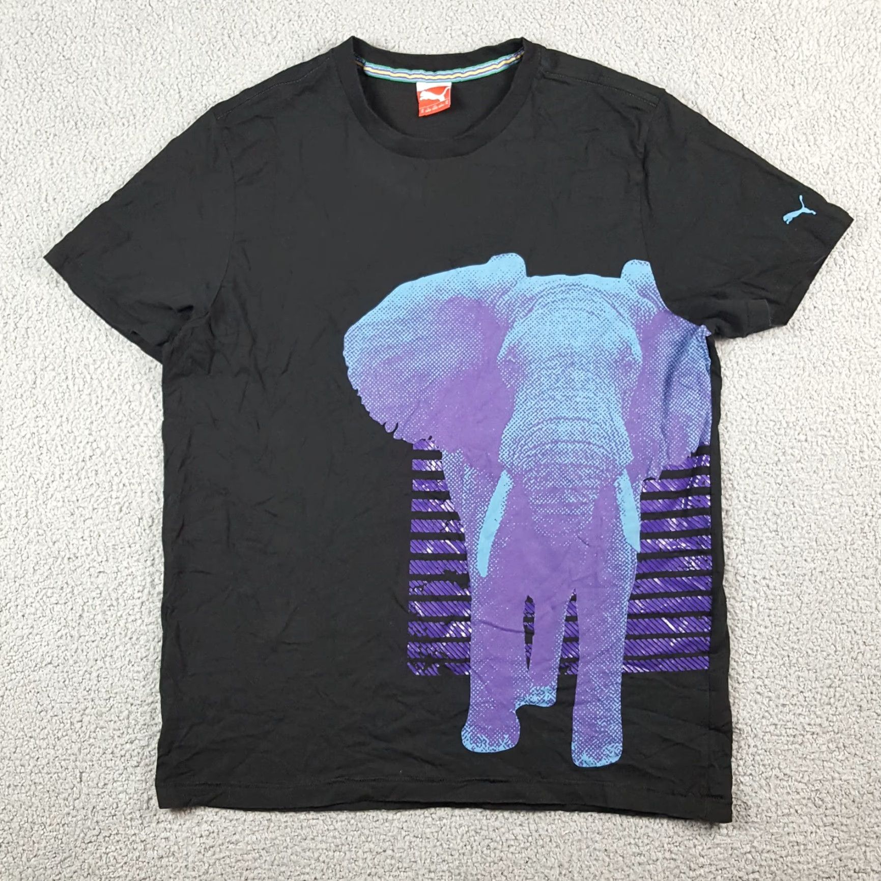 Puma VINTAGE PUMA T-Shirt Men's XL Black Neon Elephant Nature Animals Y2K 90s Jungle Retro Size US XL / EU 56 / 4 - 2 Thumbnail