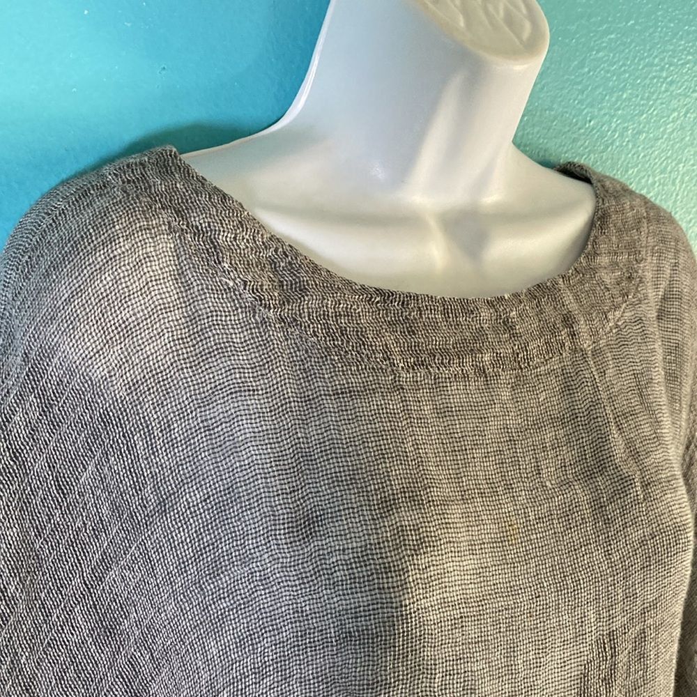 Eileen Fisher J Jill Pure Jill XS Linen Gray Oversized (50" Bust ) Top Sheer Woven 3/4 Sleeve Size S / US 4 / IT 40 - 7 Thumbnail