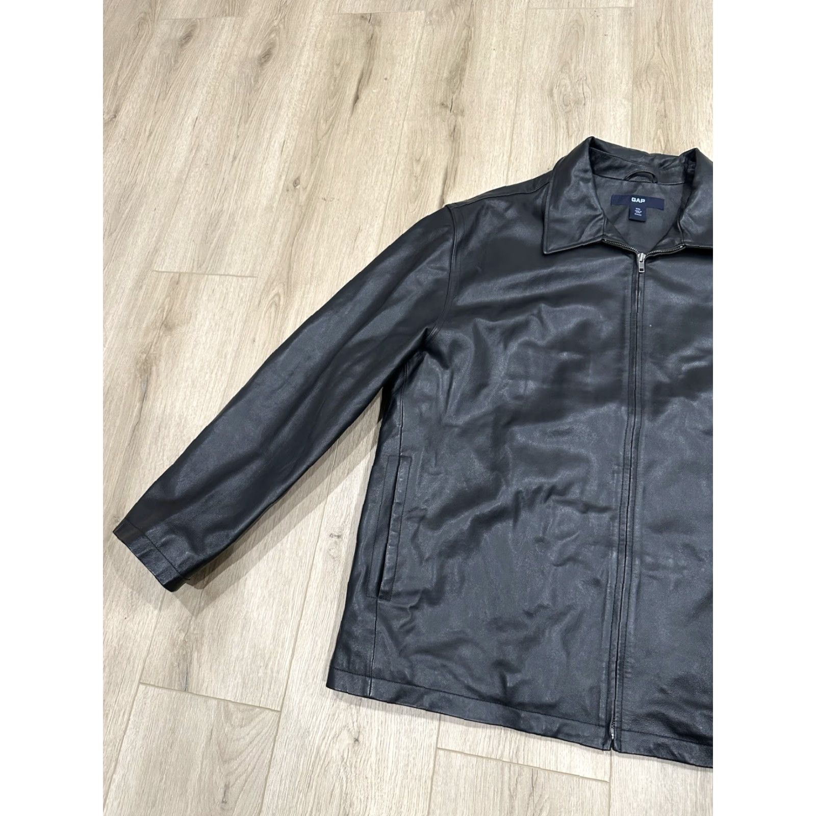 Gap VINTAGE GAP JACKET Men 2XL Leather Moto Full Zip Quilt Lined Bomber 90s Y2K Black Zip Size US XXL / EU 58 / 5 - 4 Thumbnail