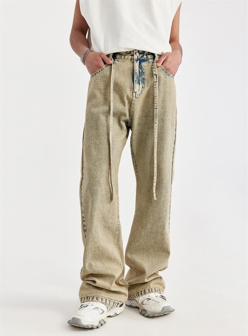 image of Washed Wide Leg Denim Jeans, Men's (Size 32)