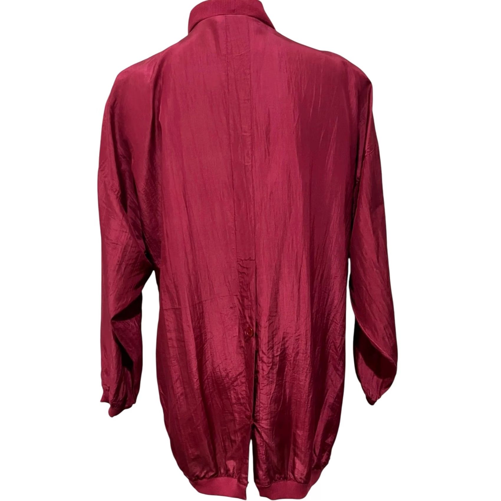 Vintage VINTAGE Adam Douglas Sport Cardigan Jacket Women's L Burgundy Silk Button Front Pockets Size L / US 10 / IT 46 - 2 Thumbnail
