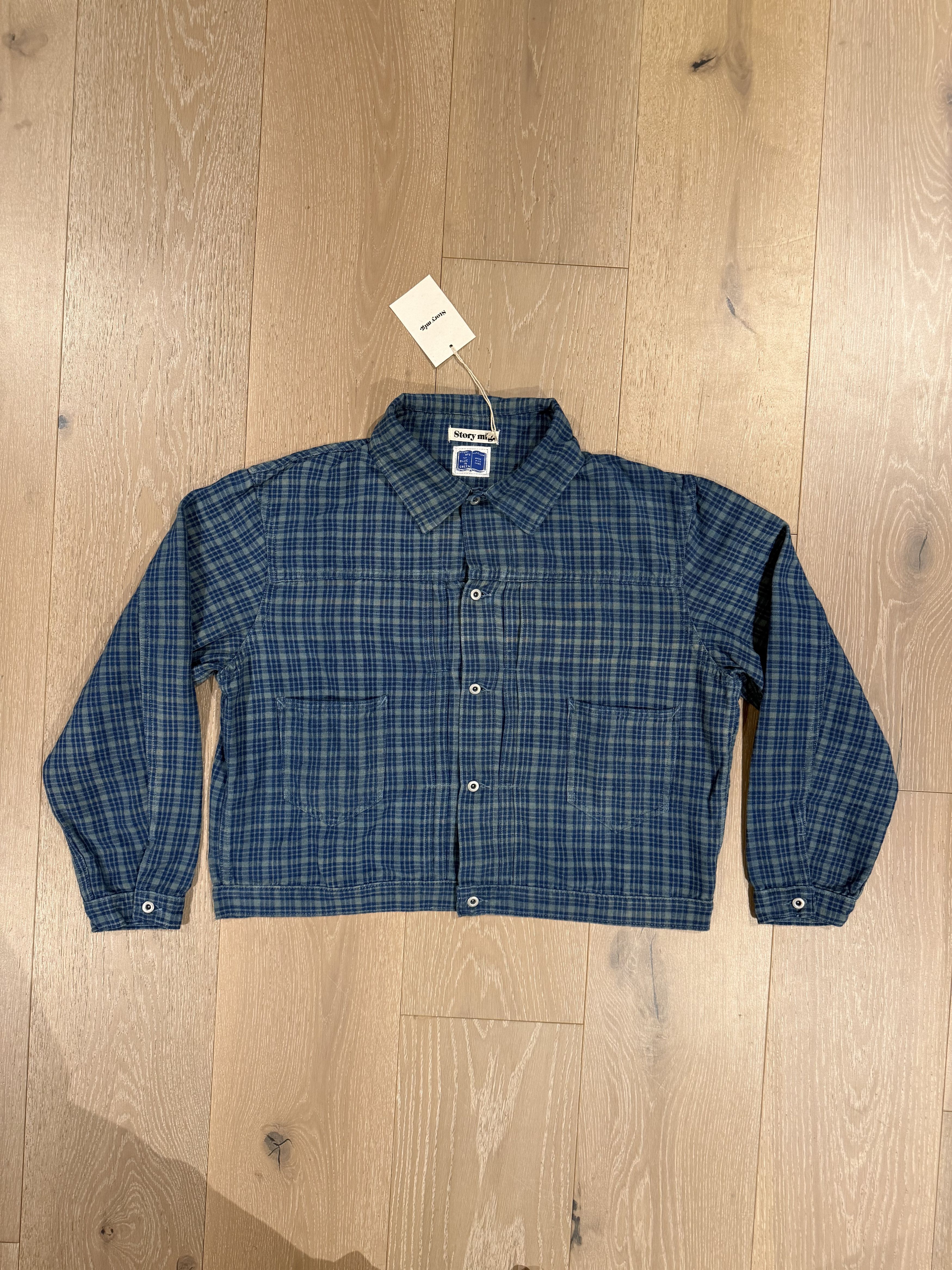 Story Mfg. 💚 Blue In Green x Story Mfg. Sundae Jacket Indigo Mud Check Size US M / EU 48-50 / 2 - 5 Thumbnail