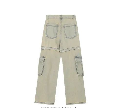 VIBE #25 Retro Buttons Detachable Design Wide Cargo Jeans Size US 29 - 2 Thumbnail