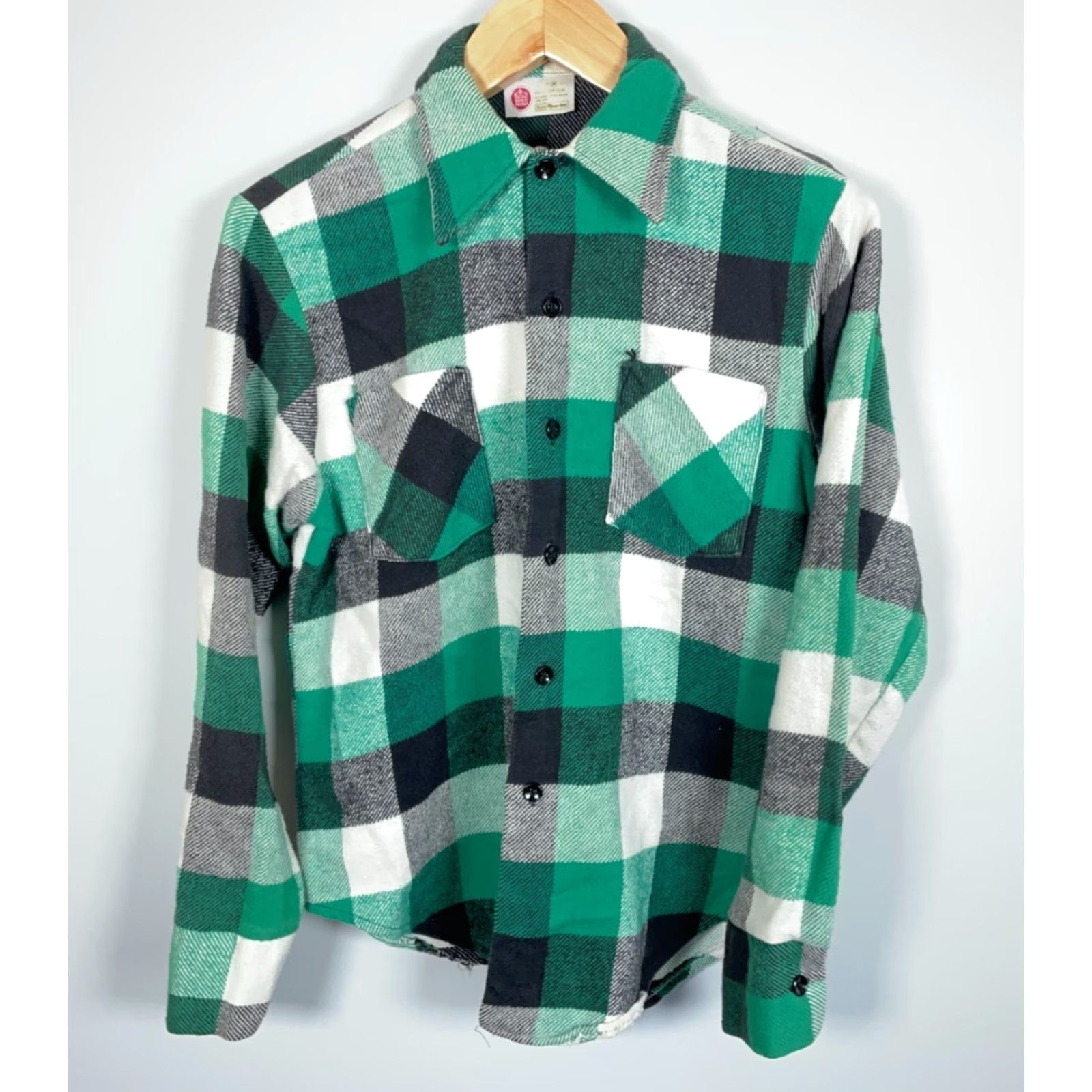 Vintage VINTAGE Kings Road Shirt 70s Grunge Plaid Flannel Workwear Men M Green Black Long Sleeve Button-Up Casual 100% Cotton Shirt Mens Regular Fit Size US M / EU 48-50 / 2 - 2 Thumbnail