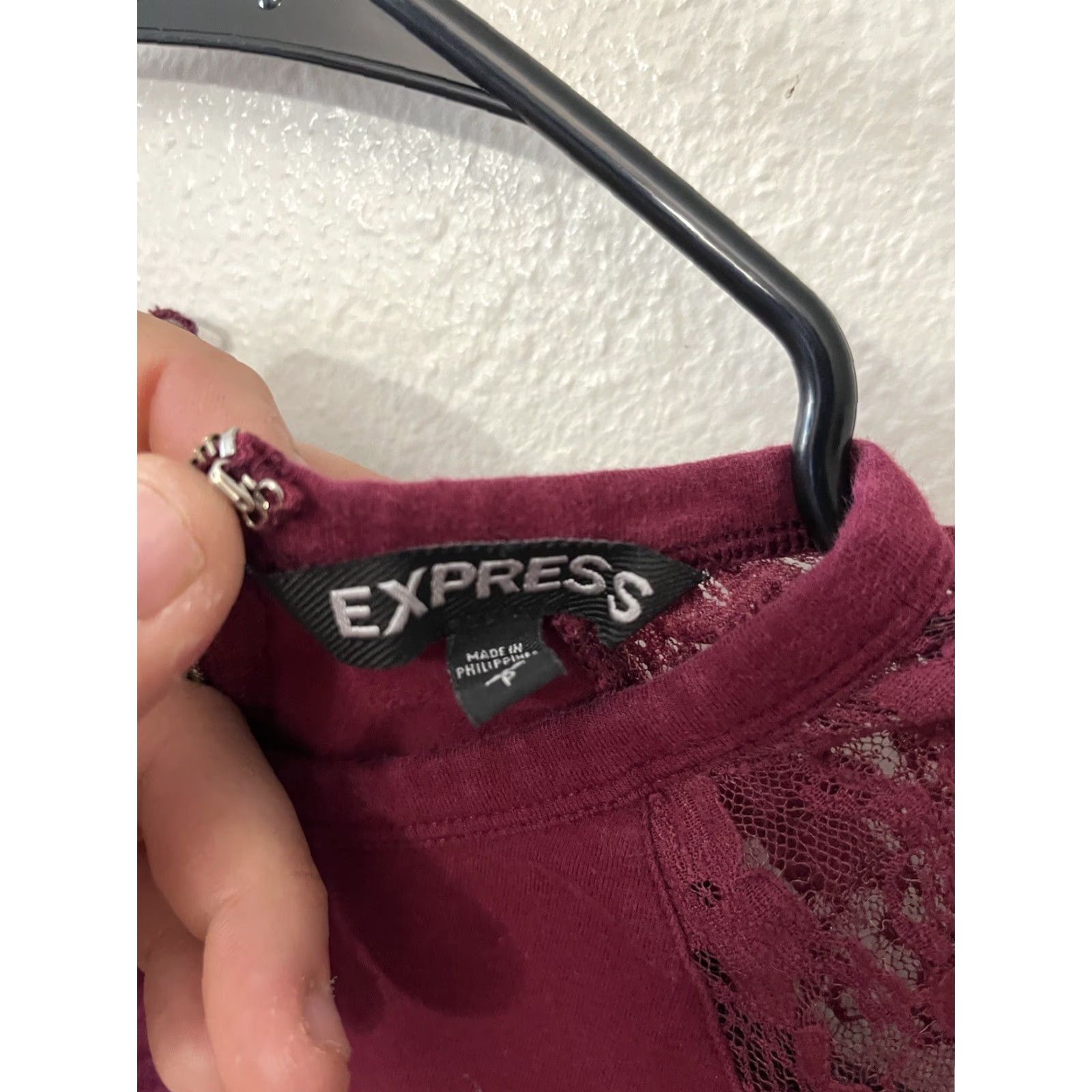 Express Express Maroon Bodycon Dress With Lace 3/4 Sleeves Junior Miss Size S Size S / US 4 / IT 40 - 2 Thumbnail