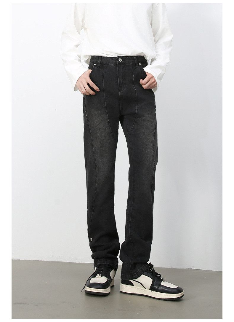Japanese Brand × Jean American high street distressed loose rivet straight jeans Size US 32 / EU 48 - 2 Thumbnail