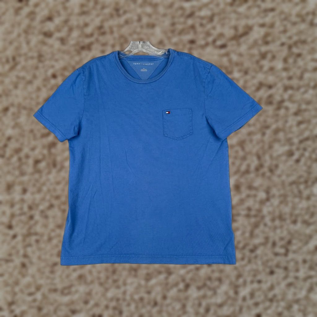 Tommy Hilfiger VINTAGE Tommy Hilfiger Shirt Men Adult Medium Blue Short Sleeve Crew Neck 100% Cotton Pocket Logo Embroidered 90s Theme Mens Size US M / EU 48-50 / 2 - 1 Thumbnail