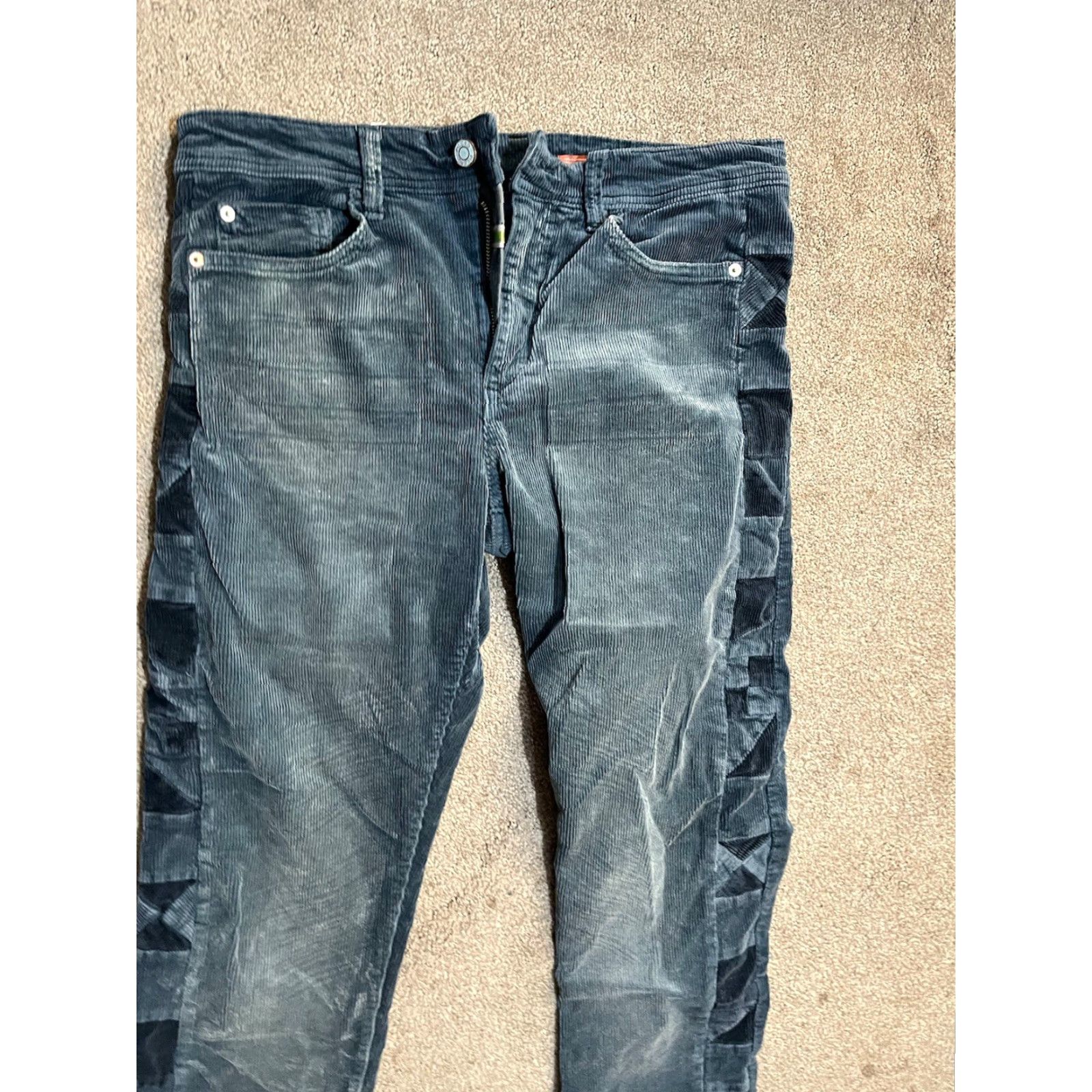 Anthropologie VINTAGE Anthropologie PILCRO CORDUROY JEANS DENIM BLUE SZ 27 Slim Boyfriend Crop Womens Jeans Stretch 90s Size 27" / US 4 / IT 40 - 2 Thumbnail