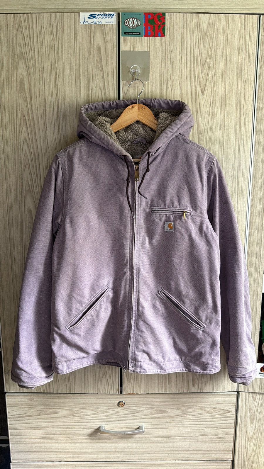 Carhartt × Vintage Carhartt Faded Lavender Sherpa Lined Jacket Size US S / EU 44-46 / 1 - 1 Thumbnail