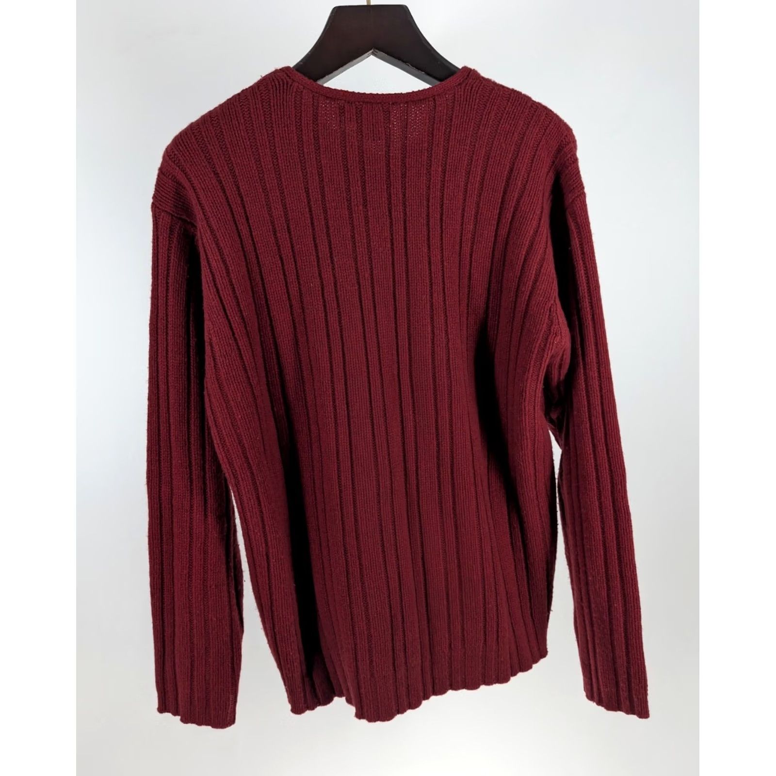 J.Crew VINTAGE J.CREW Maroon 100% Lambswool Heavy Ribbed V Neck Sweater L Mens Hong Kong Size US L / EU 52-54 / 3 - 3 Thumbnail
