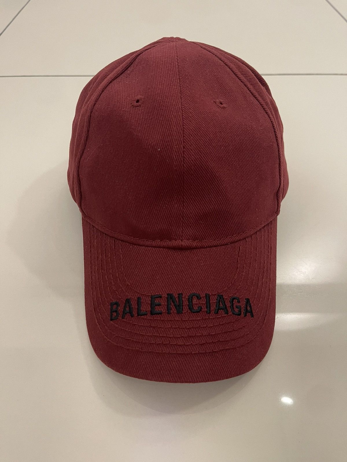 Balenciaga Balenciaga Visor Logo Cap Burgundy Red Size ONE SIZE - 2 Thumbnail