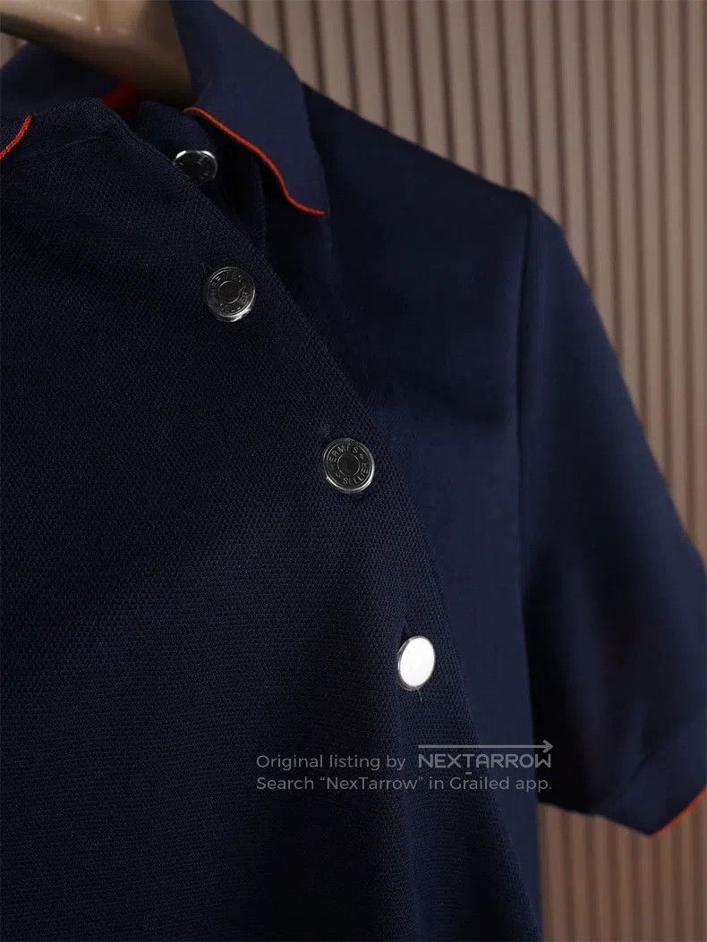 Hermes Hermes Navy Short Sleeve Polo Size US L / EU 52-54 / 3 - 3 Thumbnail
