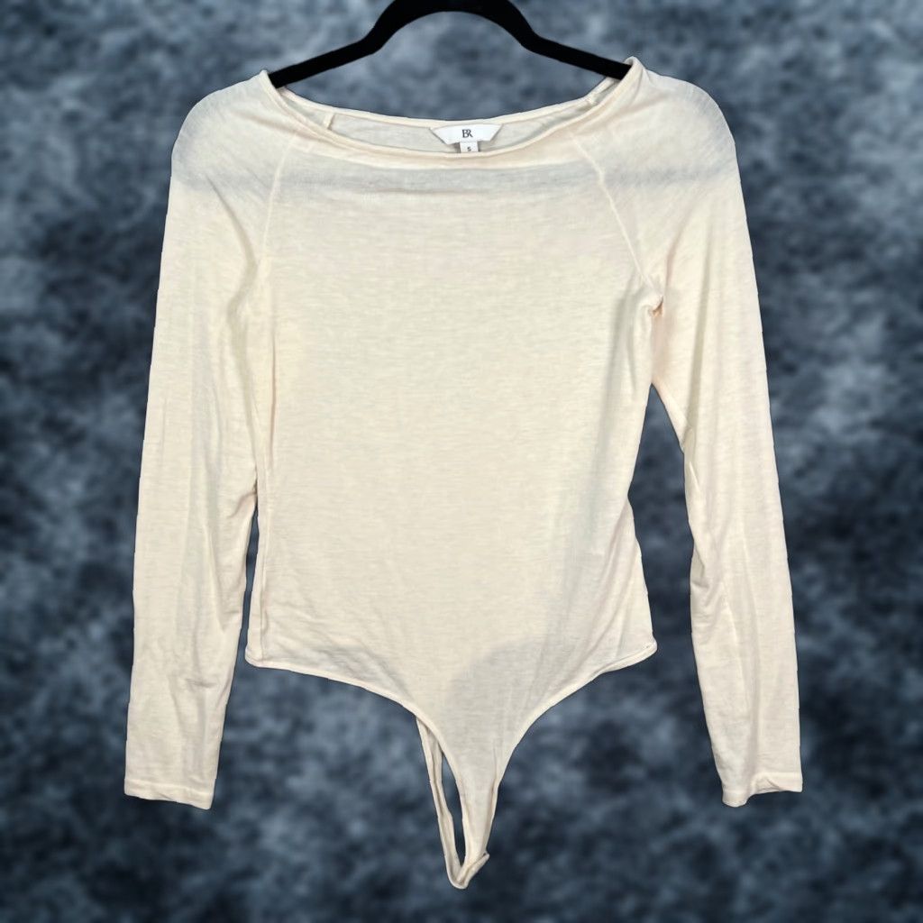 Banana Republic Banana Republic Bodysuit Womens Size S Cream Long Sleeve Rayon Blend Shirt not applicable Size S / US 4 / IT 40 - 1 Thumbnail