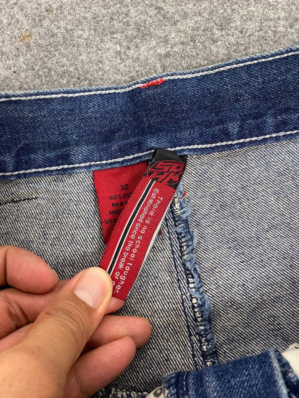 JNCO vintage school of hard knocks baggy denim embroided Size US 33 - 13 Thumbnail
