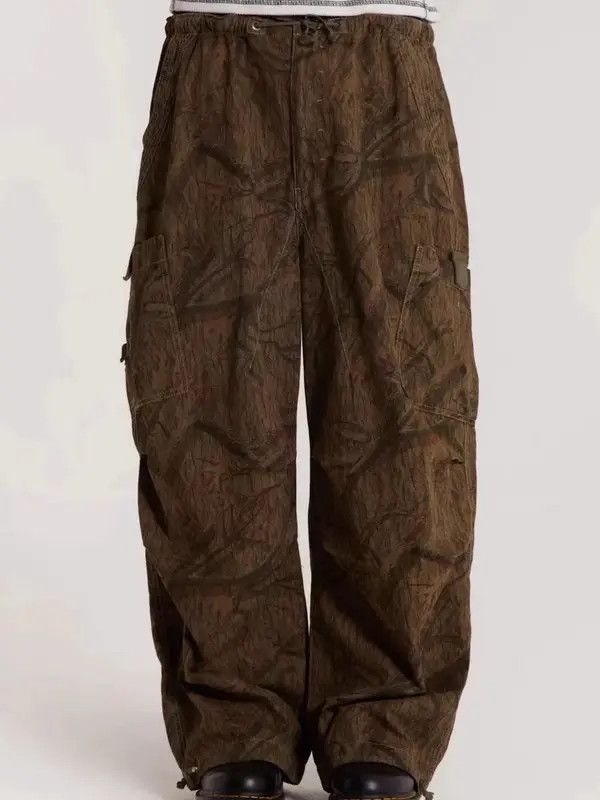 VIBE Retro leaf pattern workwear drawstring casual trousers Size US 30 / EU 46 - 4 Thumbnail