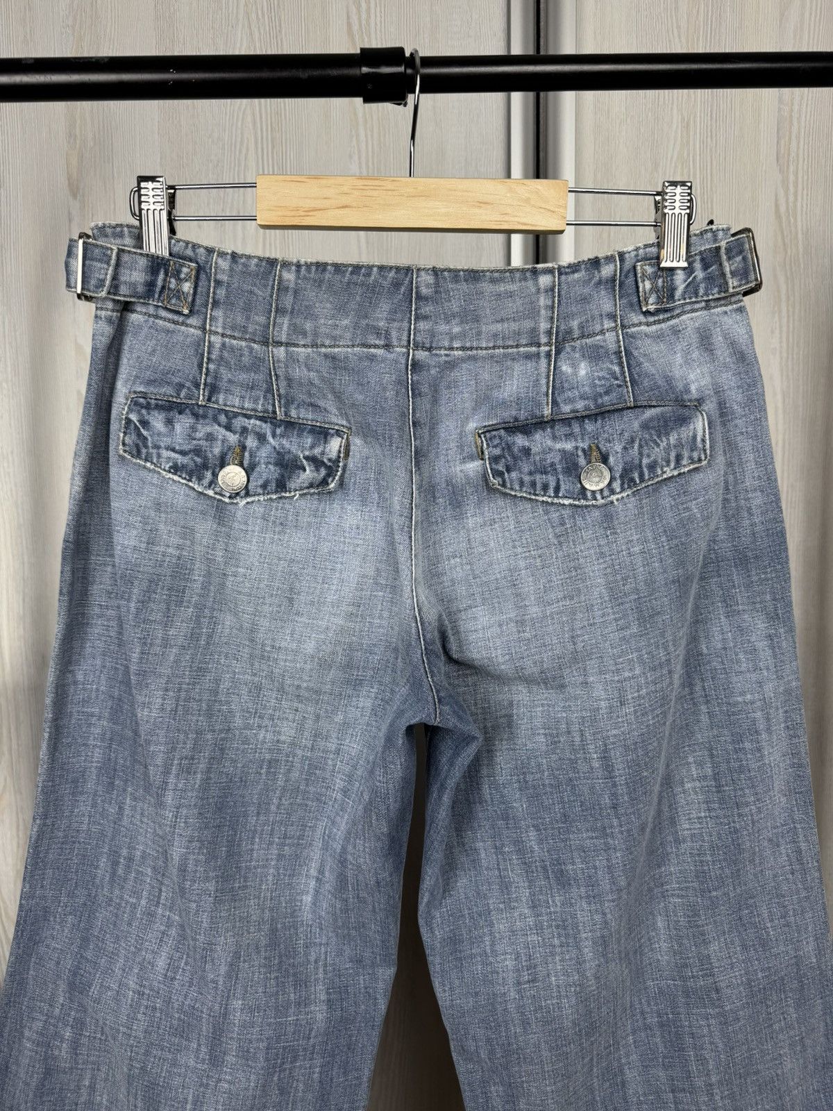 Armani Armani Jeans Blue Flared Wide leg double knee denim jeans Size 30" / US 8 / IT 44 - 7 Thumbnail