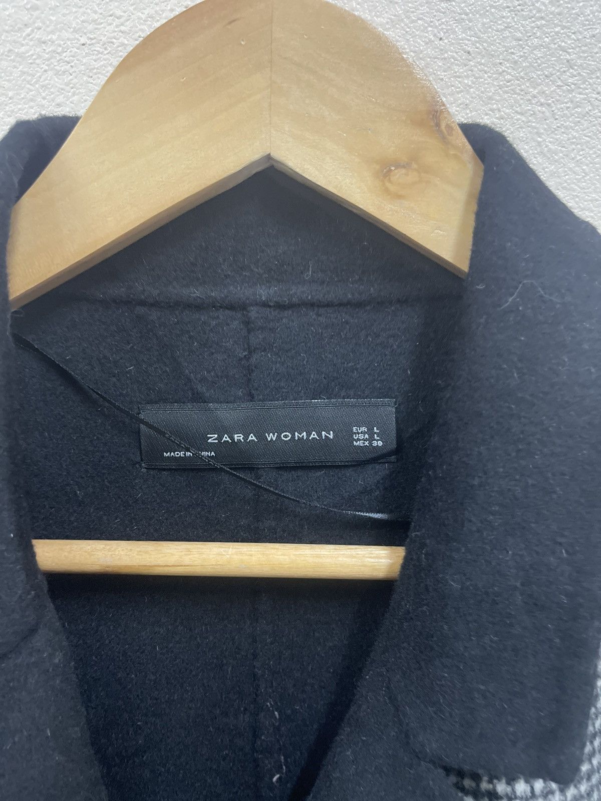Zara Zara Women’s Monochrome Checkered Long Coat - Single Button Size L / US 10 / IT 46 - 3 Thumbnail
