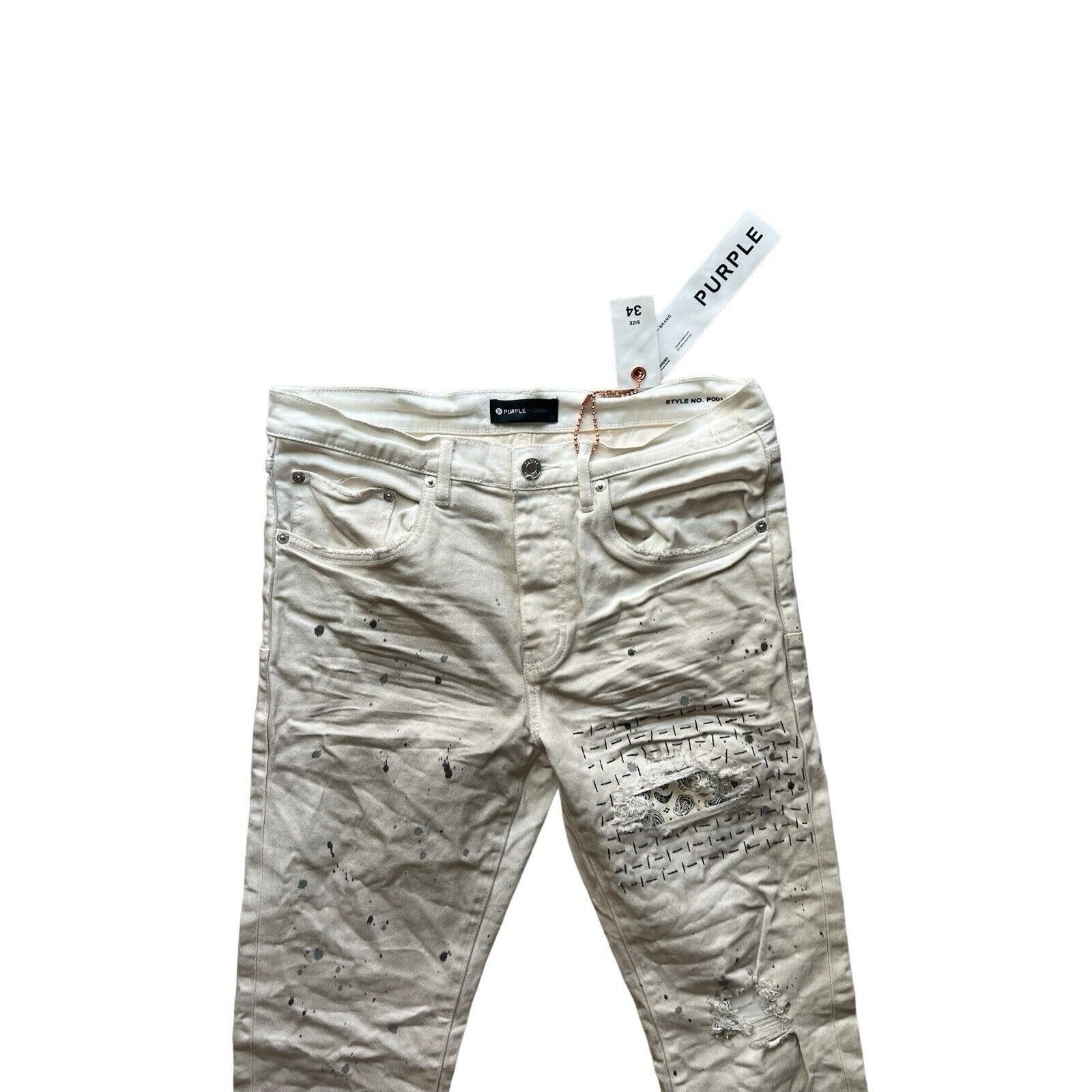 Purple Brand Purple Brand Jeans Mens Slim Fit P001 Cream Size 34/32 Size US 34 / EU 50 - 2 Thumbnail