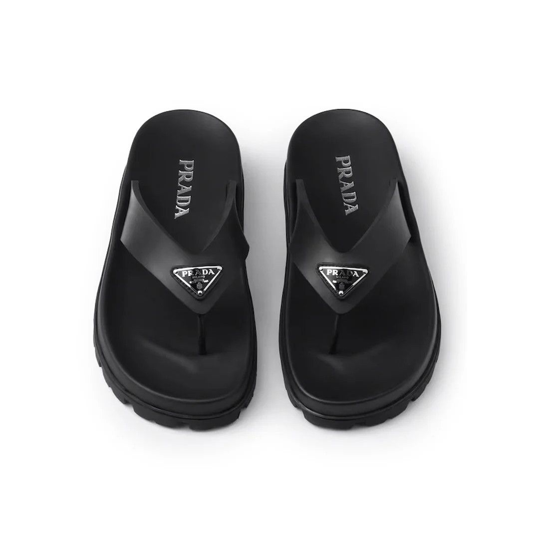 Prada PRADA $750 Black Rubber Thong Sandals New And Authentic (Wom Size US 6 / IT 36 - 5 Thumbnail