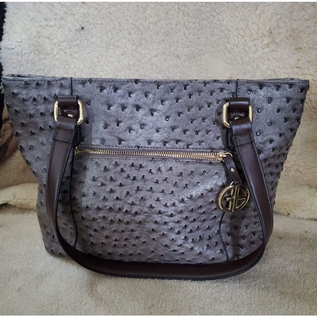 Giani Bernini Giani Bernini Ostrich-Embossed Tote Bag Purse Gray Size ONE SIZE - 2 Thumbnail