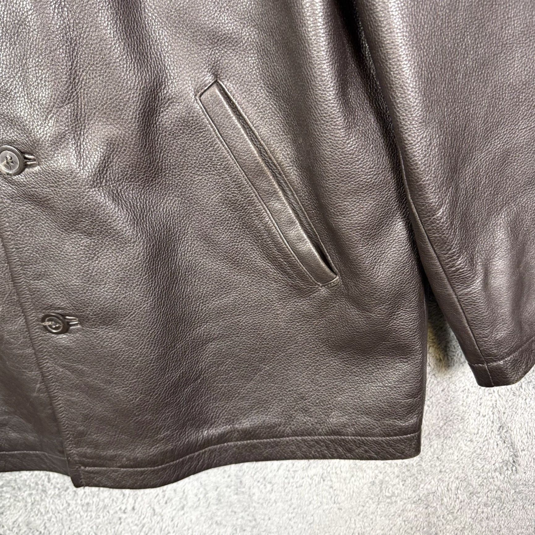 J.Crew VINTAGE J. Crew Leather Jacket Overcoat Mens L Chore Barn Coat Wool Lined Dark Brown Size US L / EU 52-54 / 3 - 7 Thumbnail
