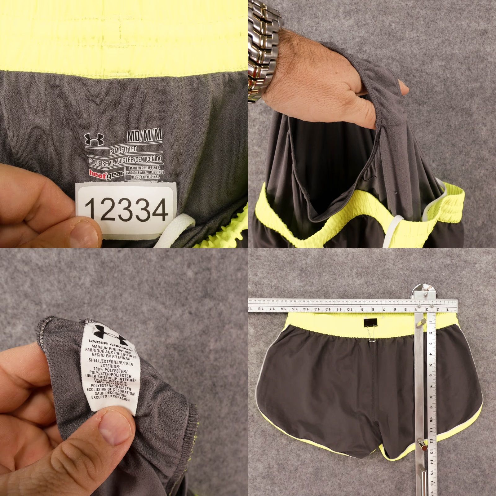 Under Armour Under Armour Shorts Womens Medium Semi-Fitted Lined Gray Yellow Drawstring Size 24" / US 00 / IT 34 - 8 Thumbnail