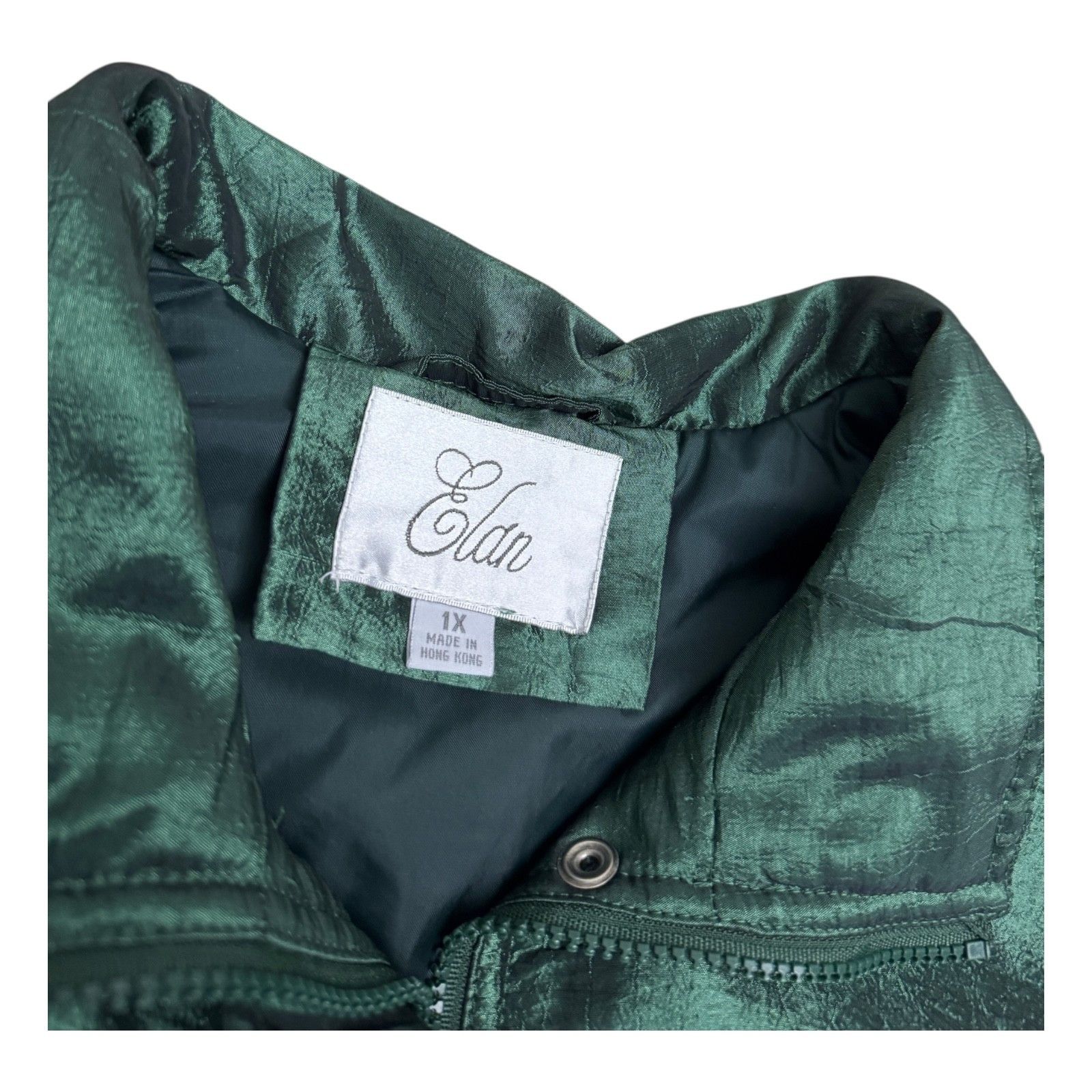 ELAN ELAN Vintage 90s Shiny Green Retro Winter Glam Parka Coat 1X Size XL / US 12-14 / IT 48-50 - 2 Thumbnail