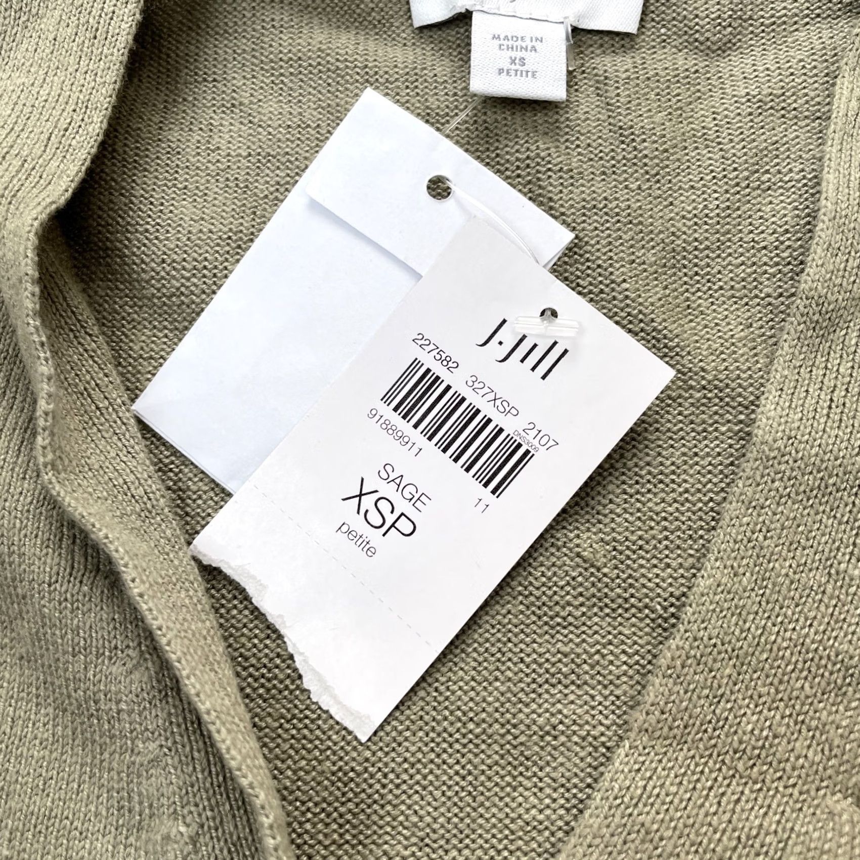 J. Jill J. Jill Dress Womens Petite XS Green Linen Blend V-Neck Button Front Midi Knit Swing Size XS / US 0-2 / IT 36-38 - 6 Thumbnail