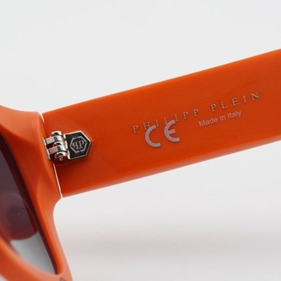 Philipp Plein Philipp Plein SPP042W V47F Sunglasses Orange Square Frame Size ONE SIZE - 4 Thumbnail