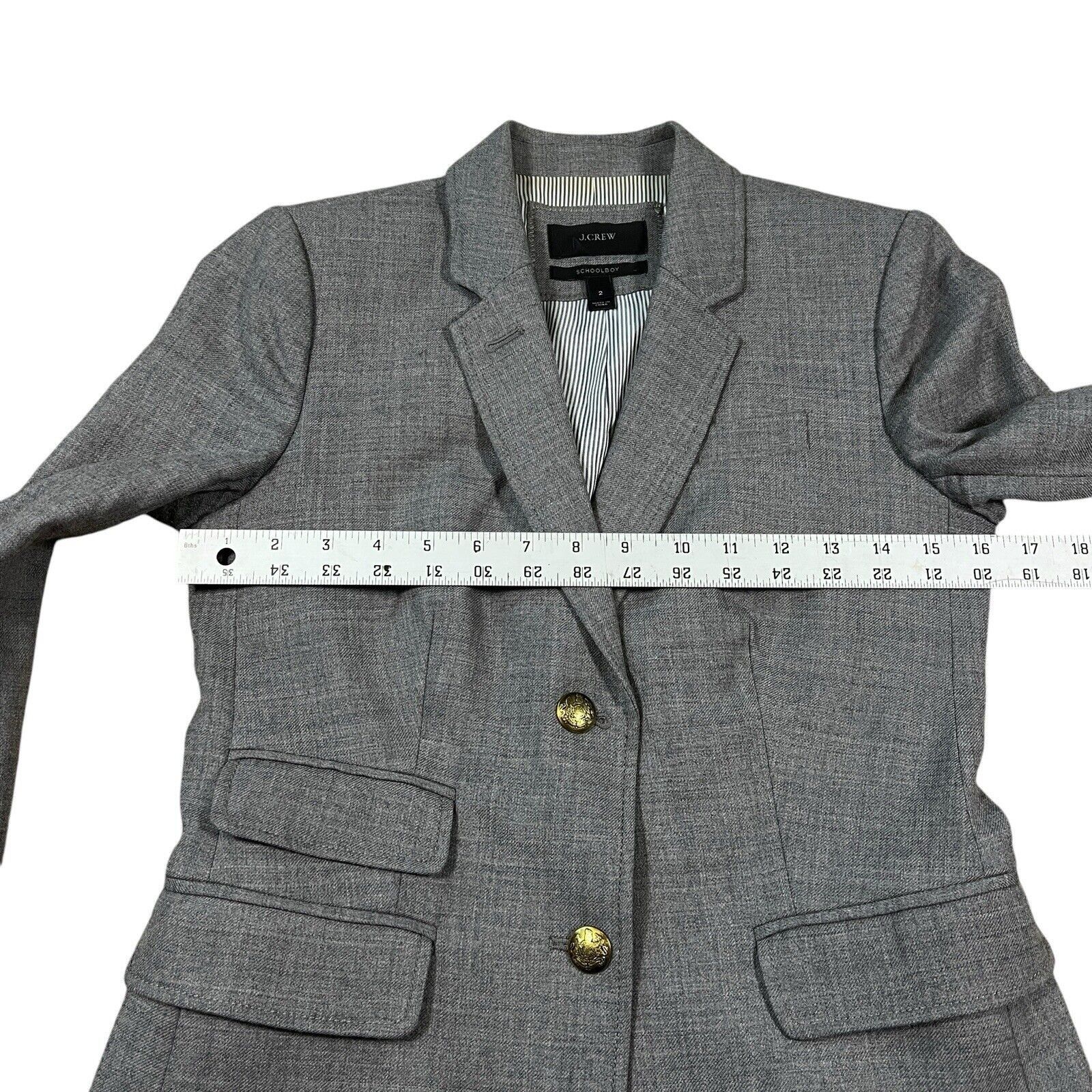 J.Crew J.Crew Blazer Womens Grey Wool Schoolboy Preppy Size 2 Size XS / US 0-2 / IT 36-38 - 4 Thumbnail