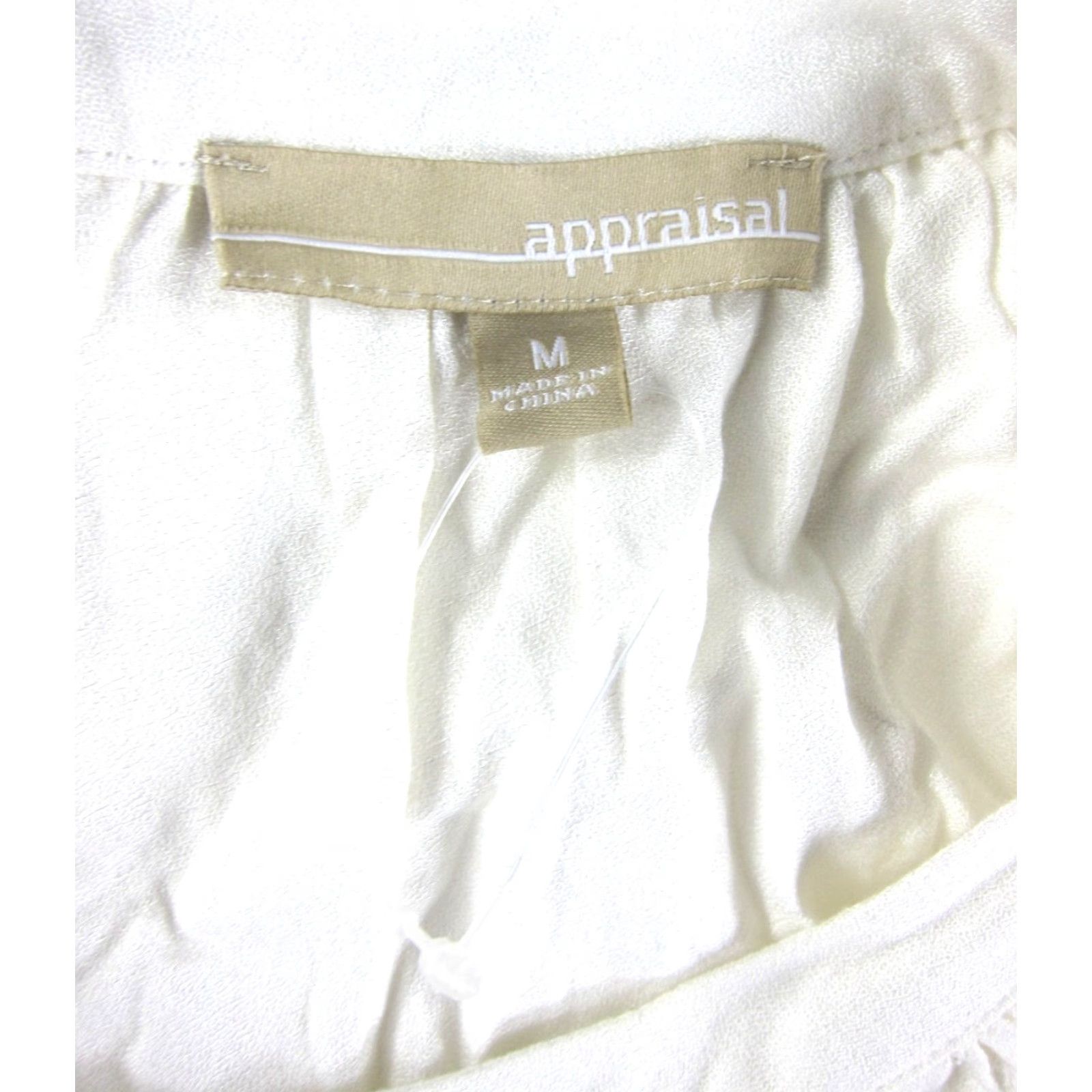 Vintage Appraisal Blouse 3/4 Sleeve Tunic Peasant Beaded Rayon White Medium Women Size M / US 6-8 / IT 42-44 - 3 Thumbnail