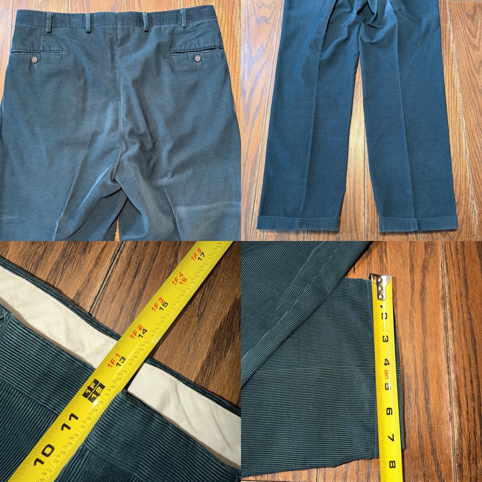 Vintage Ben Silver Charleston Pants Men’s 38x33 Green Corduroy USA Made Pleated Cuffed Size US 38 / EU 54 - 8 Thumbnail