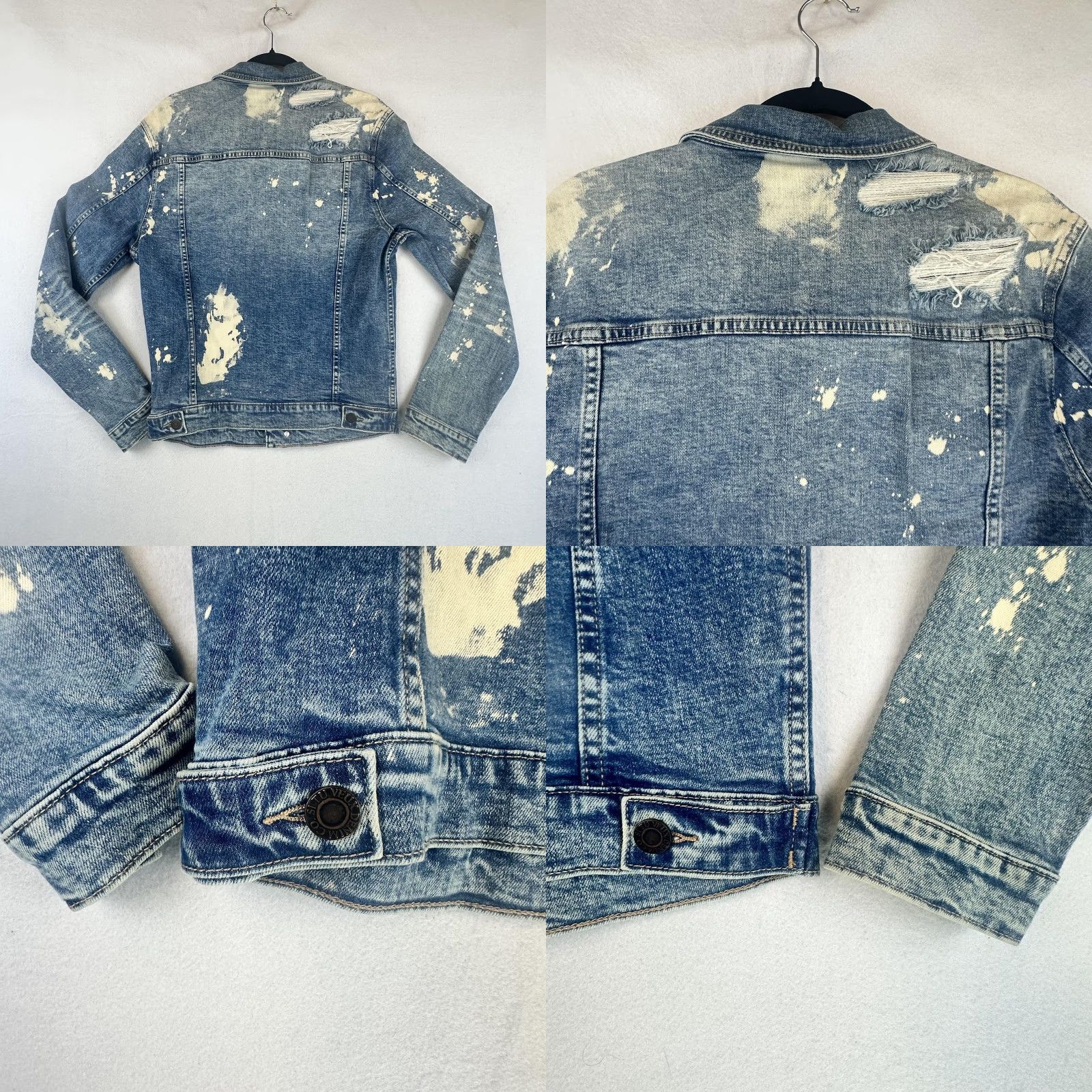 Denime Si Tu Veux Arthur Jacket Mens M Indigo Wash Distressed Paint Splatter Denim Size US M / EU 48-50 / 2 - 9 Thumbnail