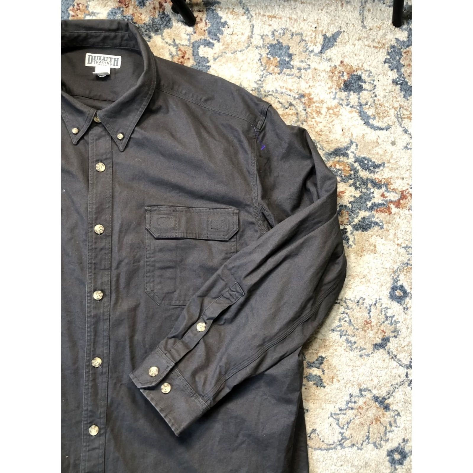 Duluth Trading Company Duluth Trading Shirt Mens 3XL Black Button-Up Long Sleeve Workwear Heavyweight Size US XXL / EU 58 / 5 - 4 Thumbnail