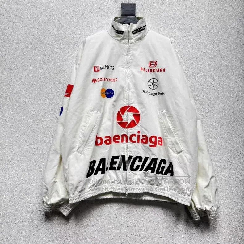 Balenciaga Balenciaga White Racing LOGO Embroidered Zipper Windbreake Size US XS / EU 42 / 0 - 1 Thumbnail