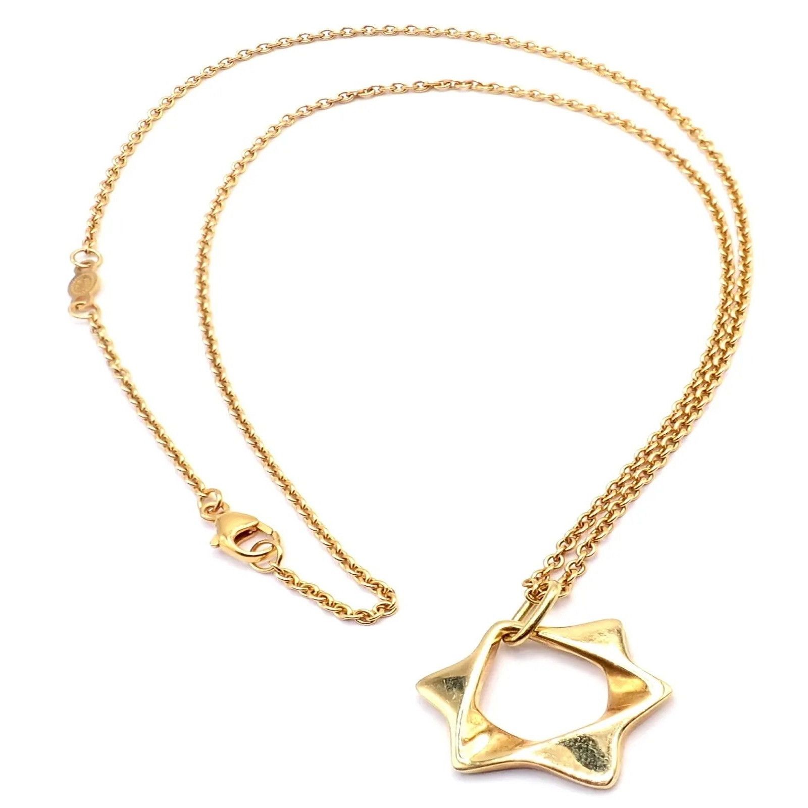 Georg Jensen 18k Yellow Gold Star Of David Pendant Necklace