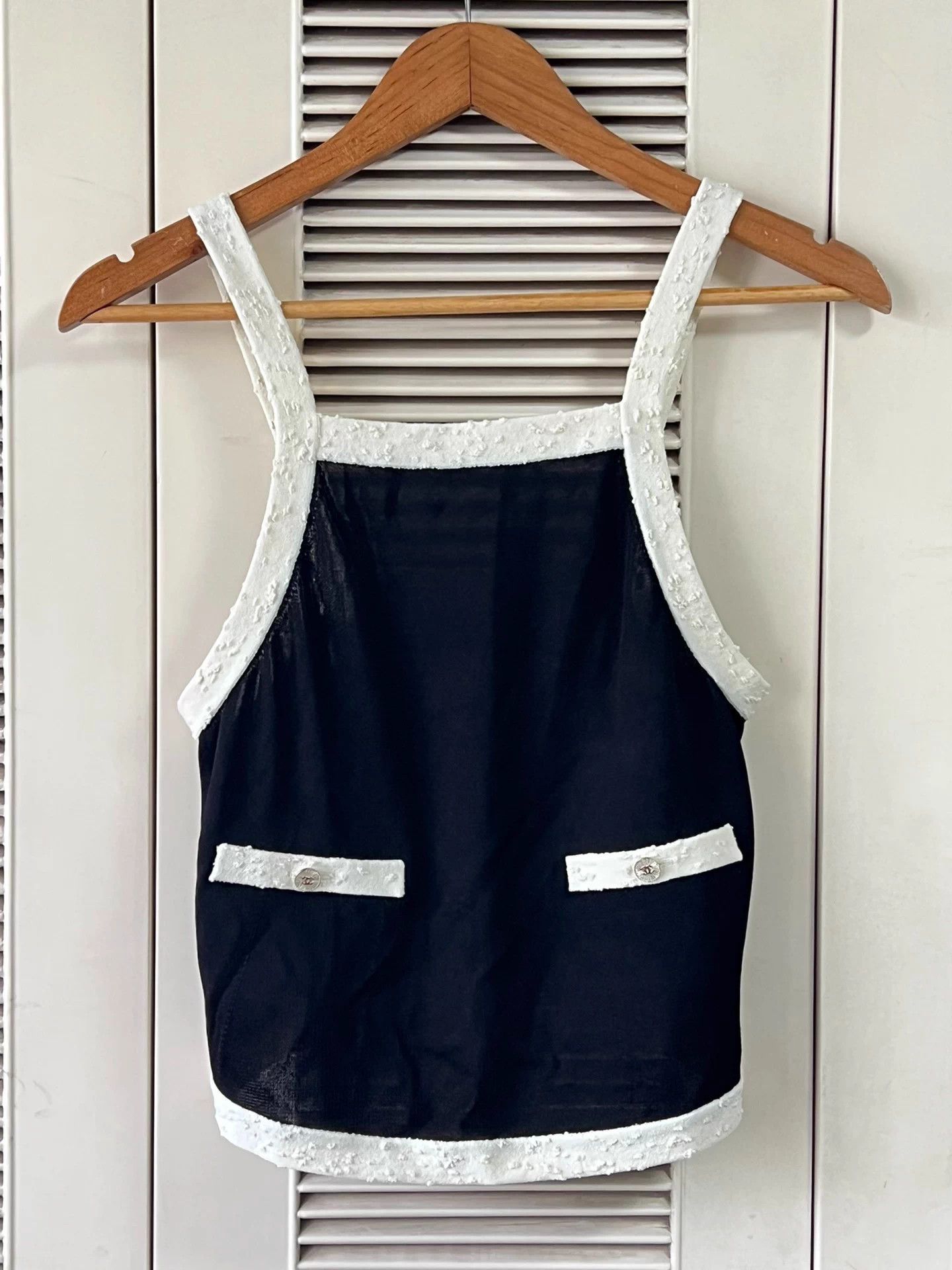 Chanel Black & White Colorblock Tank Top 34 NWT