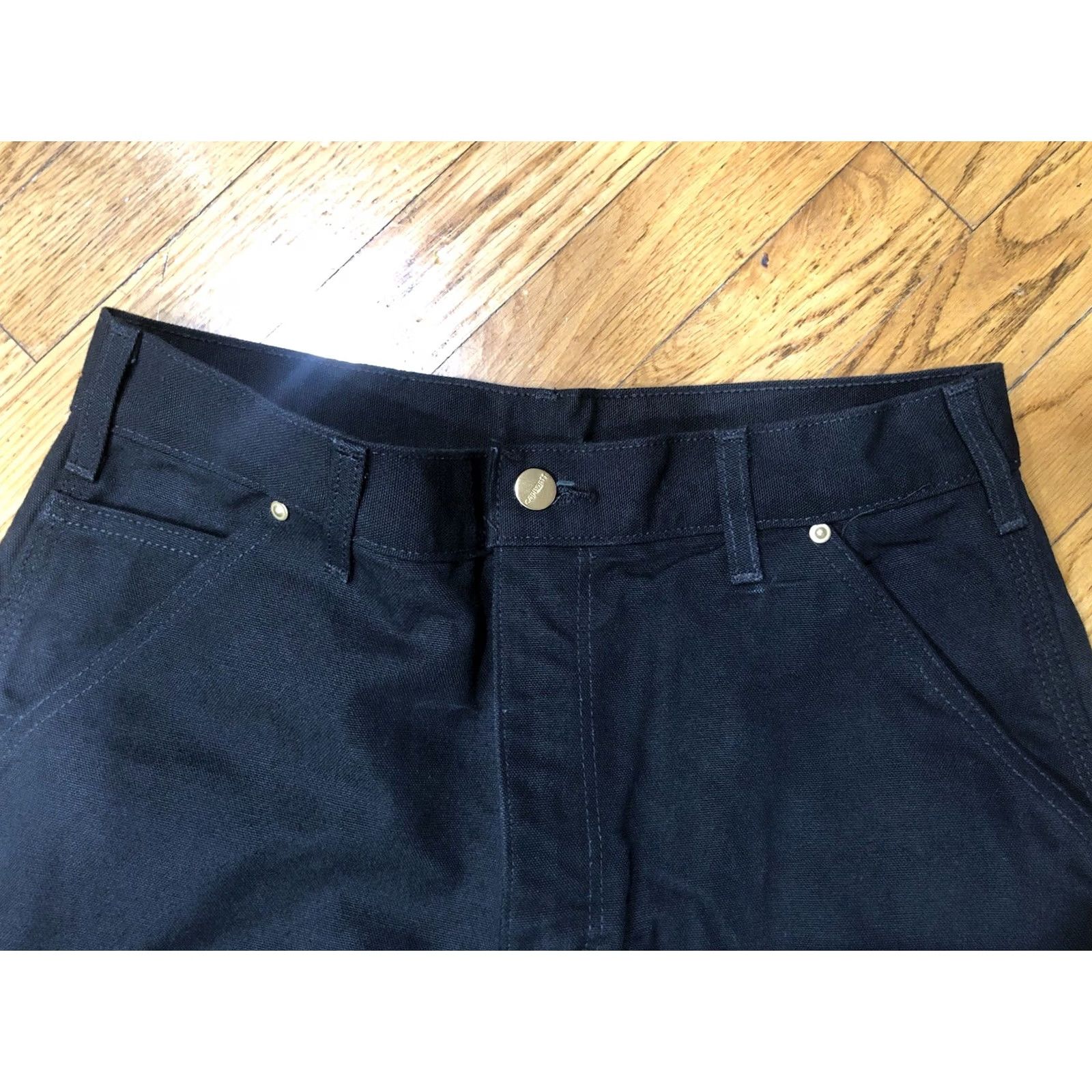 Carhartt VINTAGE Carhartt Carpenter Pants Black 31 x 34 Loose Original Fit 90s Workwear Denim Canvas Straight Leg USA 7 Pocket Double Knee Size US 31 - 7 Thumbnail